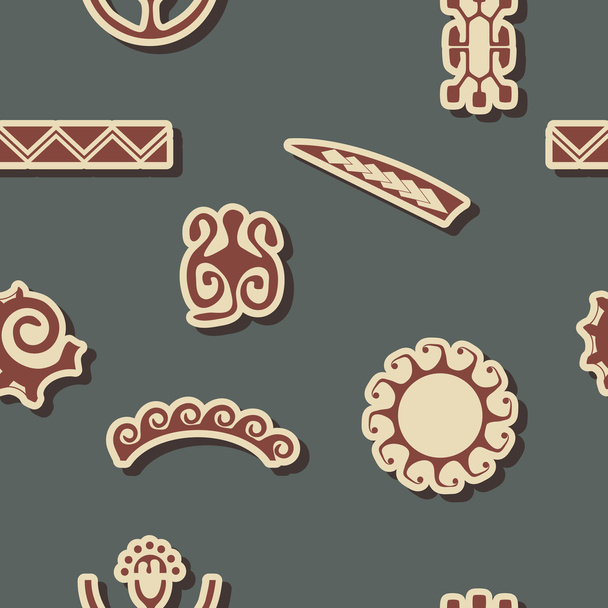 Naadloze achtergrond met Polynesische tatoeage symbolen - Vector, afbeelding