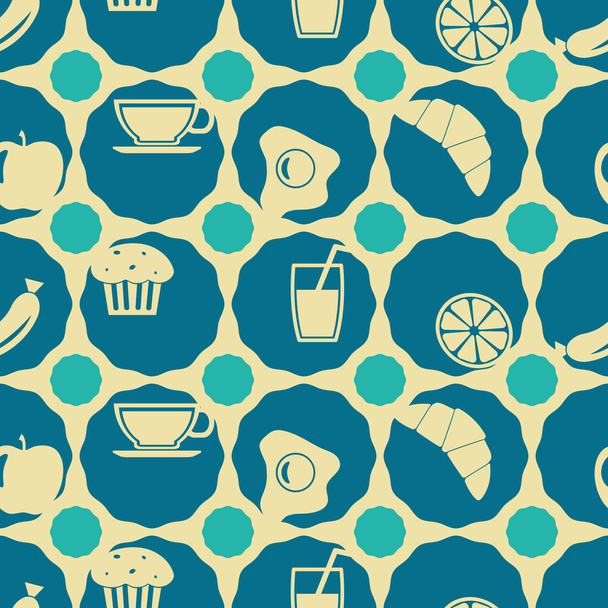 Seamless background with breakfast symbols - Vector, Image