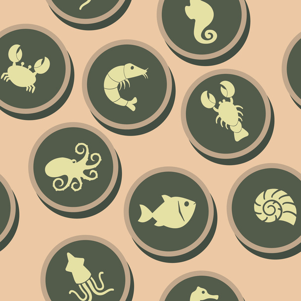 Seamless background with sea food and products - Vector, Imagen