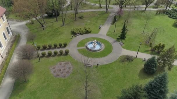 Museum Park Fountain Dworek Mielec Aerial View Poland. High quality 4k footage - Footage, Video