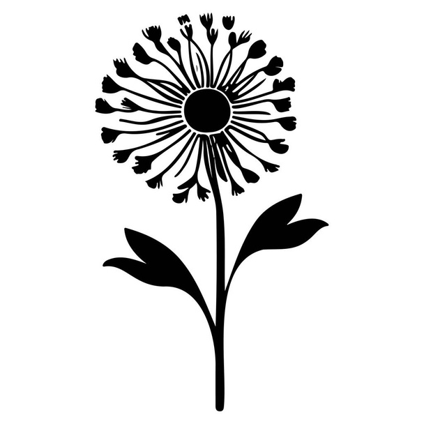 primavera diente de león flor ilustración bosquejo elemento negro - Vector, imagen