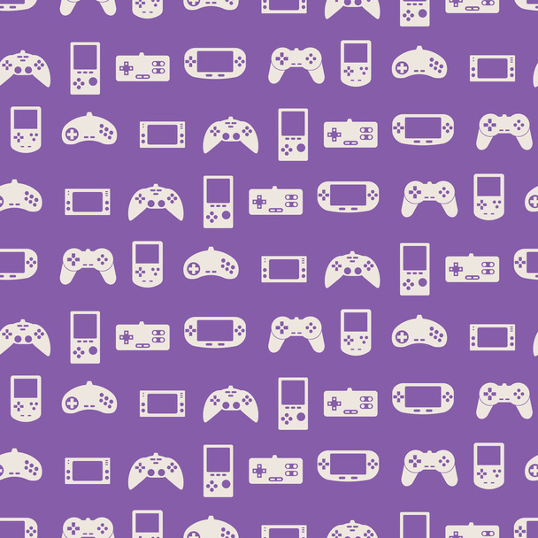 Seamless background with game consoles - Vector, Image