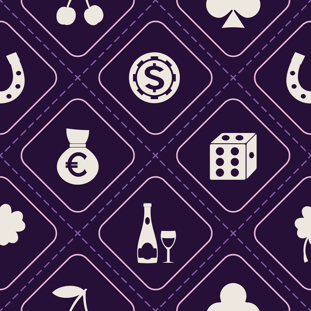 Απρόσκοπτη υπόβαθρο με σύμβολα των τυχερών παιχνιδιών - Διάνυσμα, εικόνα