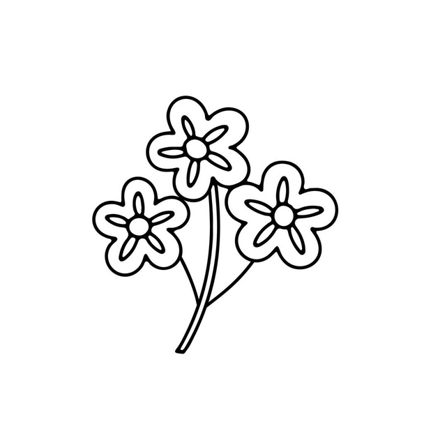 Monochrome black and white floral chinoiserie style flower isolated on white background. Abstract hand drawn botanical clip art element. - Vector, Image