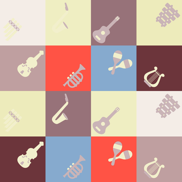 Seamless background with musical instruments - Vector, Image