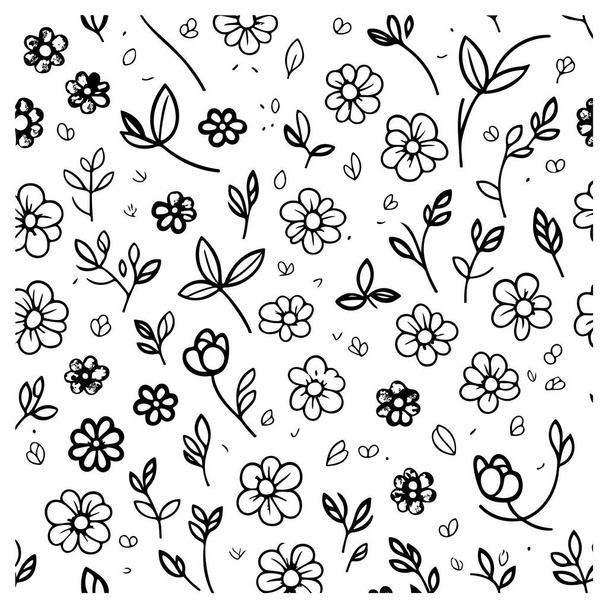 Blossom seamless pattern fabric Doodle illustration sketch hand draw element - Vector, Image