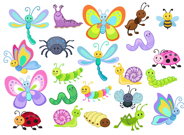 groot vector verzameling van cute cartoon bugs - Vector, afbeelding