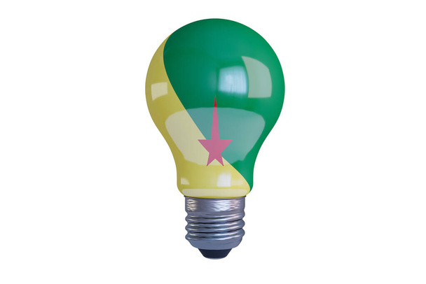 Heldere LED-lamp combineert energie-efficiëntie met de Franse Guyana vlag ontwerp, markeert een eenzame ster - Foto, afbeelding