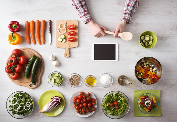 Online cooking app with kitchen worktop - Zdjęcie, obraz