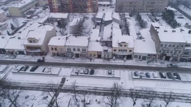 Зимняя набережная Deptak Belchatow Aerial View Poland. Высококачественные 4k кадры - Кадры, видео