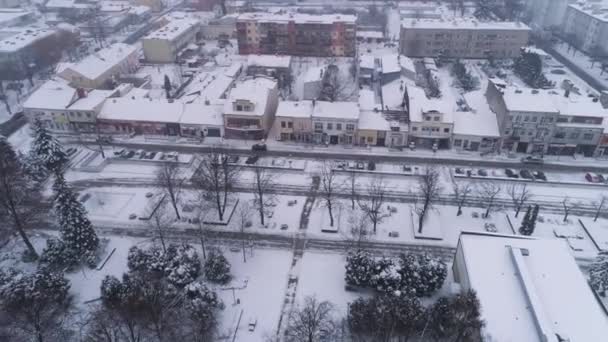 Panorama Winterpromenade Deptak Belchatow Luftaufnahme Polen. Hochwertiges 4k Filmmaterial - Filmmaterial, Video