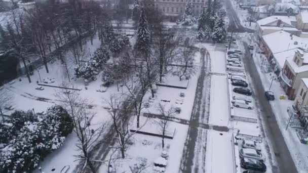 Winterpromenade Deptak Belchatow Luftaufnahme Polen. Hochwertiges 4k Filmmaterial - Filmmaterial, Video