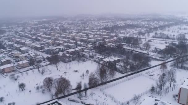 Panorama Housing Estate Snow Belchatow Aerial View Poland. High quality 4k footage - Footage, Video