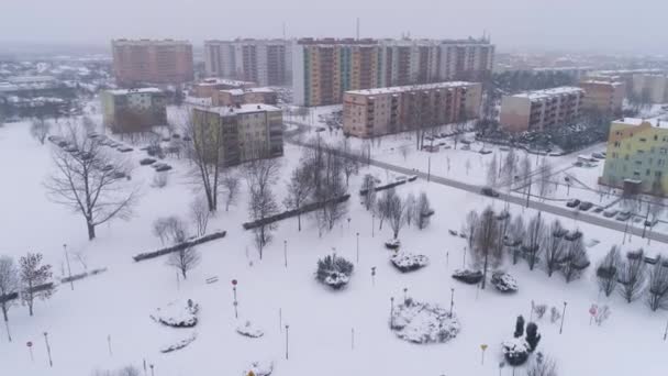 Housing Estate Snow Dolnoslaskie Belchatow Aerial View Poland. High quality 4k footage - Footage, Video