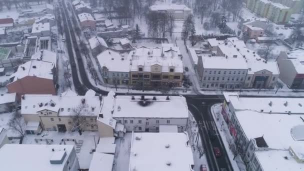 Zima Śnieg Śnieg Bełchatów Widok z powietrza Polska. Wysokiej jakości materiał 4k - Materiał filmowy, wideo