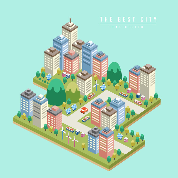 modern city 3d isometric infographic - ベクター画像