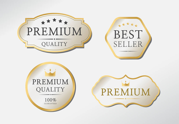 Premium quality badge. Vintage frames set. Premium certificate sign. Best seller label. Vector illustration - Vector, Image