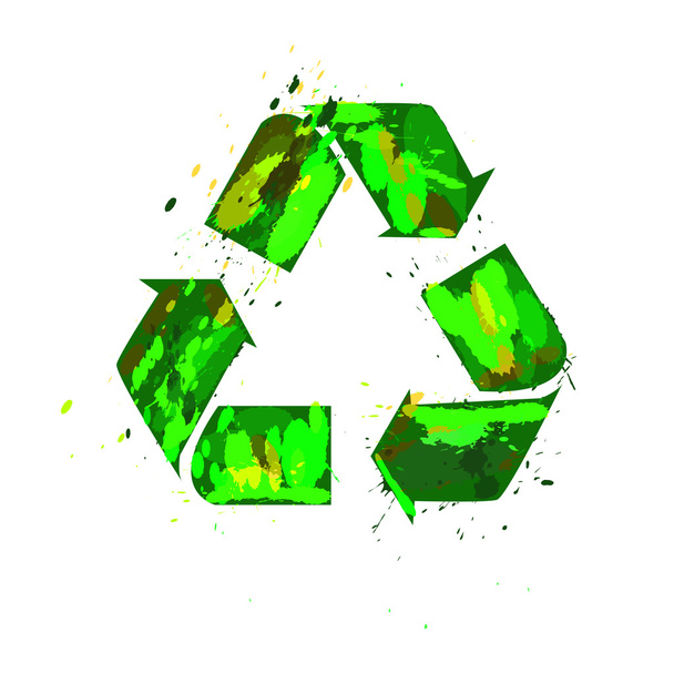 Vector recycle symbol with watercolor colors. - Vector, Image