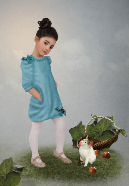 Маленька дівчинка з кошеням
 - Фото, зображення
