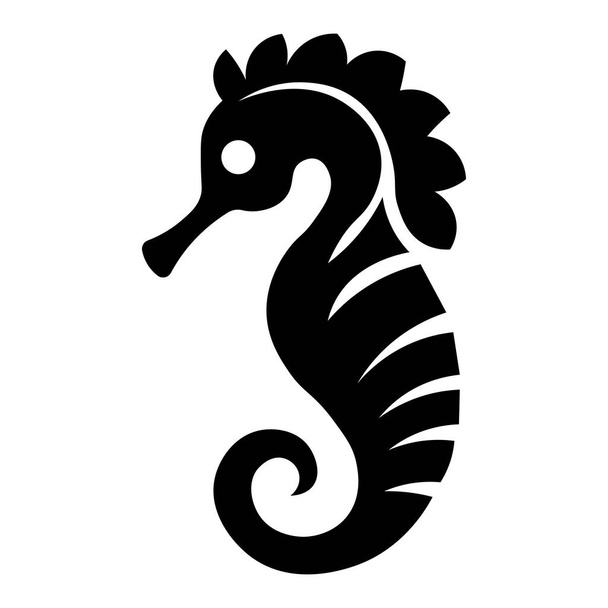 白い背景に隔離された黒いベクトル seahorse アイコン - ベクター画像