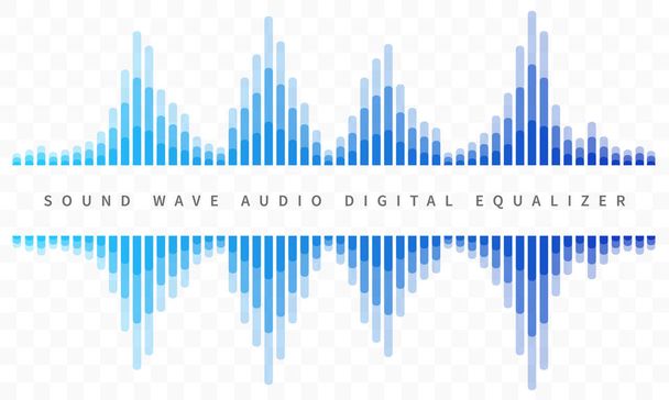 Звуковая волна аудио цифровой абстрактный эквалайзер в оттенках синего цвета - векторная иллюстрация - Вектор,изображение