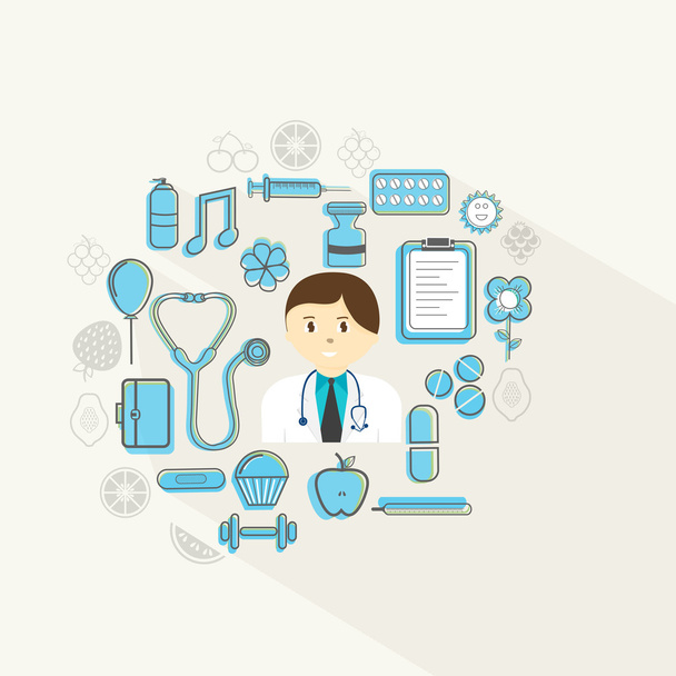 Health and medical concept with doctor. - Vector, afbeelding
