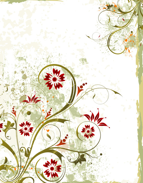 Grunge floral background - Vetor, Imagem