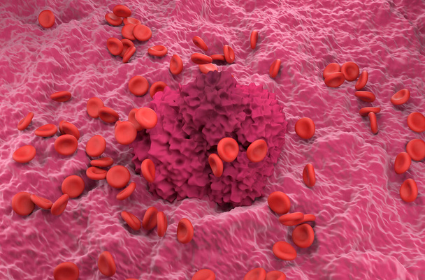 Glóbulos rojos y fibrina coagulum - vista isométrica 3d ilustración - Foto, Imagen