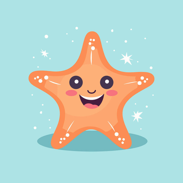 Dibujos animados vectorial kawaii estilo ilustración de estrellas de mar de colores. - Vector, Imagen