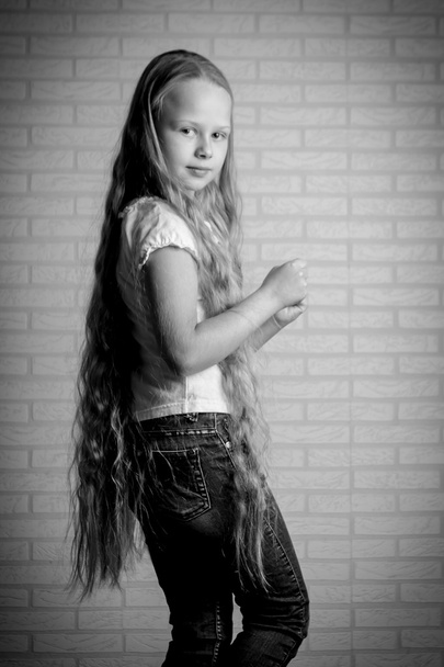 Uzun saçlı sarışın kız - Fotoğraf, Görsel