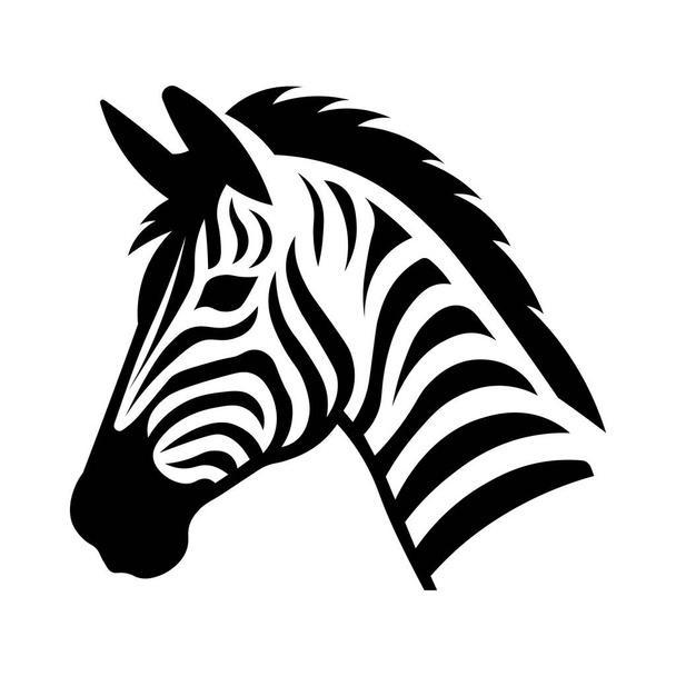black vector zebra head icon isolated on white background - Vector, Image