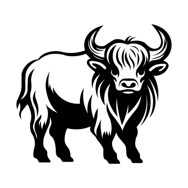 black vector yak icon isolated on white background - Vector, Image