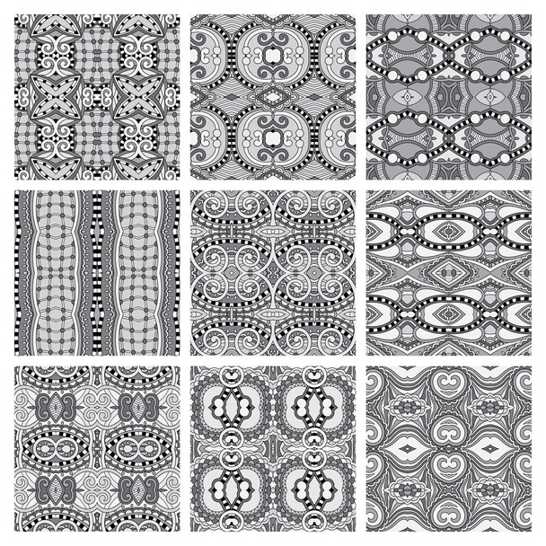 set of grey different seamless vintage geometric pattern - Vecteur, image