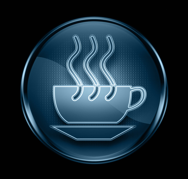 Coffee cup icon dark blue, isolated on black background. - Фото, зображення