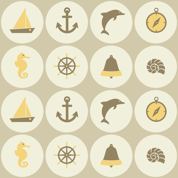 nahtloser Hintergrund mit maritimen Freizeitsymbolen - Vektor, Bild