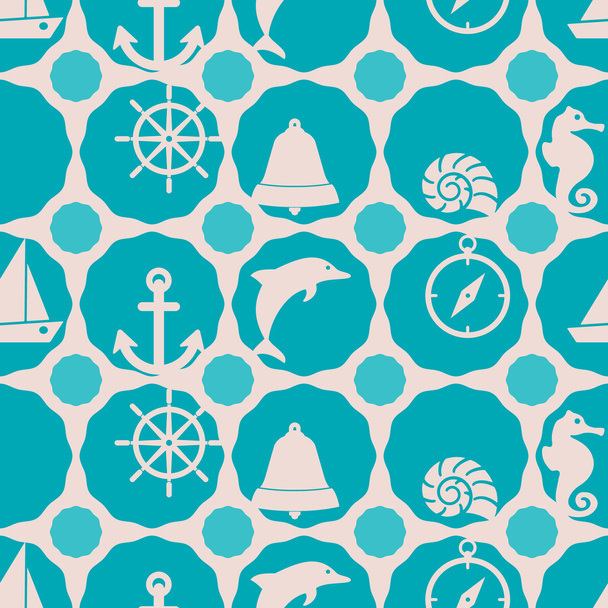 nahtloser Hintergrund mit maritimen Freizeitsymbolen - Vektor, Bild