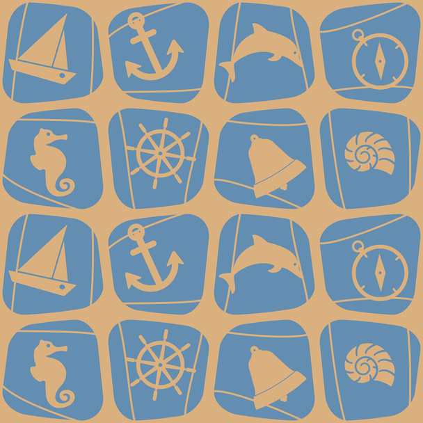 Seamless background with marine recreation symbols - Vector, Imagen