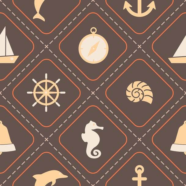 Fond sans couture avec des symboles de loisirs marins
 - Vecteur, image