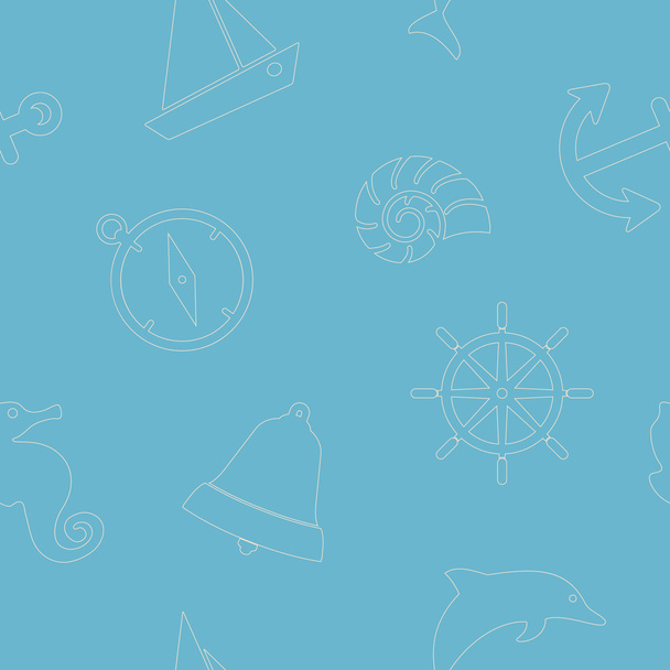 Seamless background with marine recreation symbols - Vector, Image