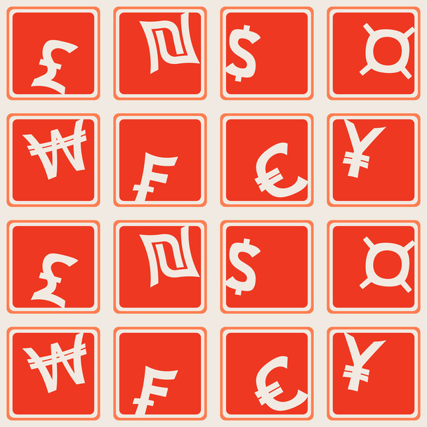 Απρόσκοπτη υπόβαθρο με σύμβολα νομισματικών μονάδων - Διάνυσμα, εικόνα