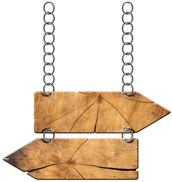 Dřevěné smìrový ukazatel - dvě šipky s řetězem - Fotografie, Obrázek