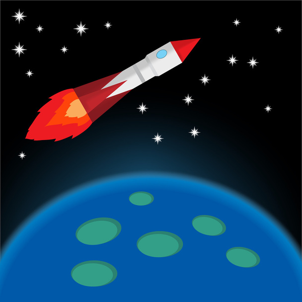 Flying space rocket - Vector, Image