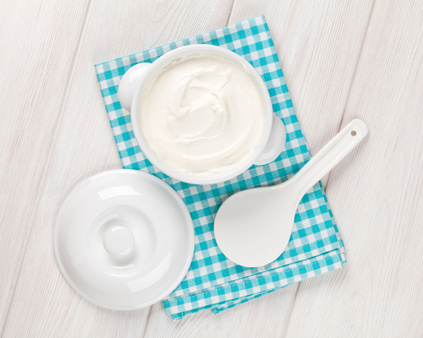 Sour cream in a bowl - Fotó, kép