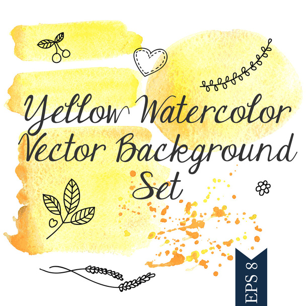 Yellow watercolor vector background - Vector, Image
