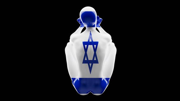 Egy fenséges figura izraeli zászlóba csomagolva, ami erőt és egységet jelképez. - Fotó, kép