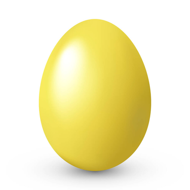 Реалистичный желтое пасхальное яйцо изолированы на прозрачном фоне. Векторная иллюстрация. - Вектор,изображение