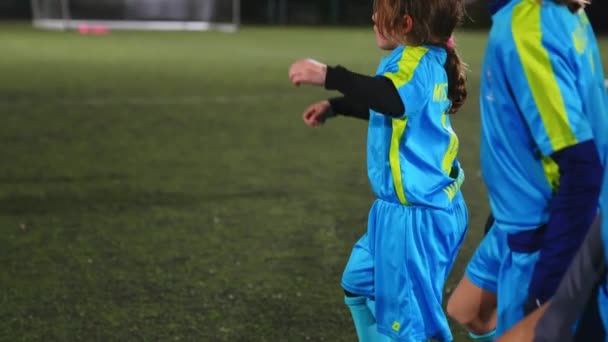 Piłka nożna, sporty zespołowe i portret dzieci trening do gry w piłkę nożną na trawie razem. Wysokiej jakości zdjęcie - Materiał filmowy, wideo