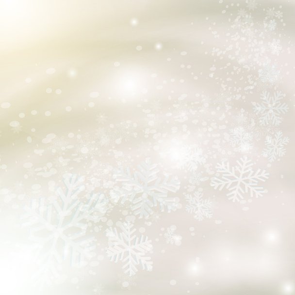雪片を含む抽象的な光灰色クリスマス背景. - ベクター画像