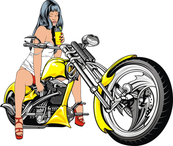chica y moto
 - Vector, Imagen