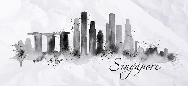 Encre de silhouette Singapour
 - Vecteur, image